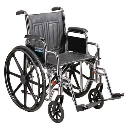 Drive Medical Design & Manufacturing Drive Medical STD24ECDFA-ELR Sentra EC Heavy Duty Wheelchair with Various Arm Styles and Front Rigging Options- Black