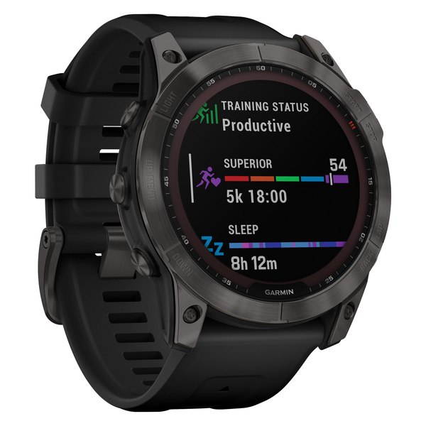 Garmin 010-02541-10 Fenix 7X Sapphire Solar Multisport GPS Watch&#44; Carbon Gray DLC Titanium & Black Band