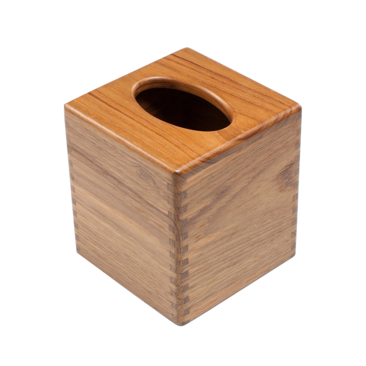 HomeRoots 475837 Traditional Solid Teak Square Tissue Box Cover
