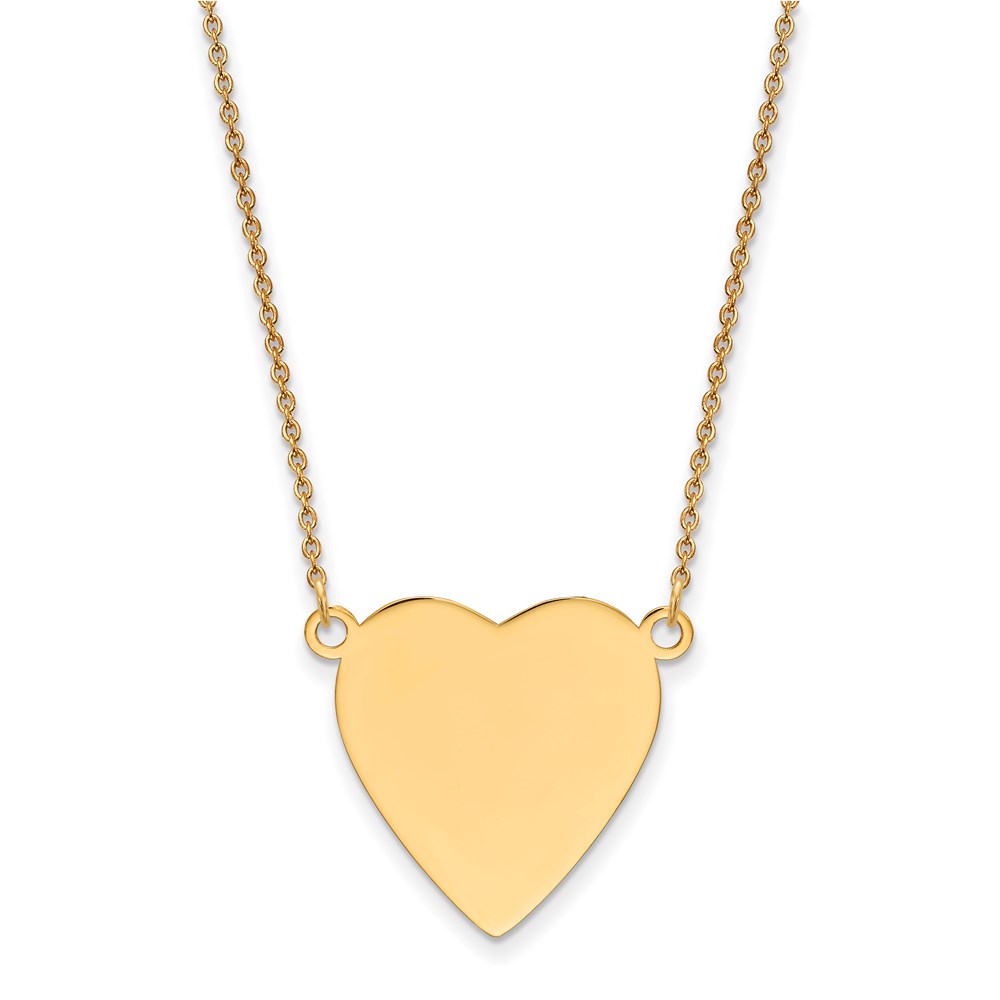 Quality Gold XM628-13-18 14K Yellow Gold Plain 0.013 Gauge Heart Engravable Disc 18 in. Necklace