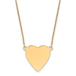 Quality Gold XM628-18-18 14K Yellow Gold Plain 0.018 Gauge Heart Engravable Disc 18 in. Necklace