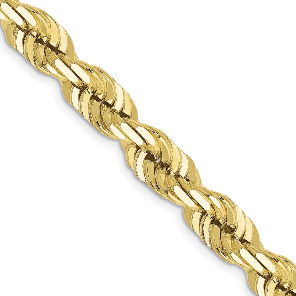 Quality Gold 10K050-26 10K Yellow Gold 7 mm Diamond-Cut 26 in. Rope Chain