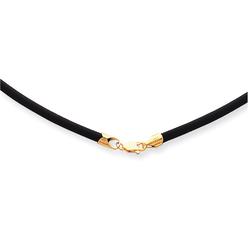Quality Gold XG266-18 14K Yellow Gold 3 mm 18 in. with Yellow Clasp Black Rubber Cord Necklace