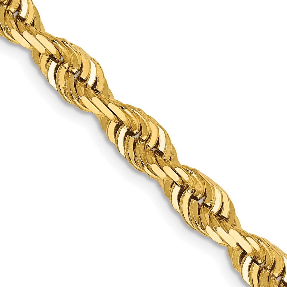 Quality Gold QTR040-26 14K Yellow Gold 5.0 mm Diamond-Cut Quadruple 26 in. Rope Chain