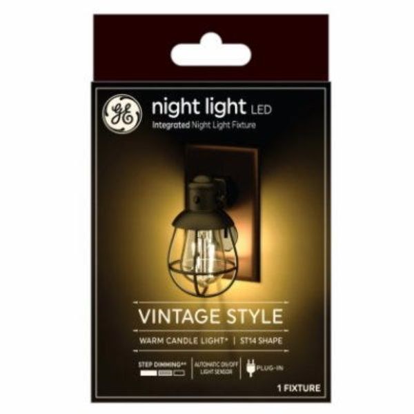 Ge Lighting 107360 Night Light Vintage LED Warm Candlelight Decorative Farmhouse Plug-in Fixture