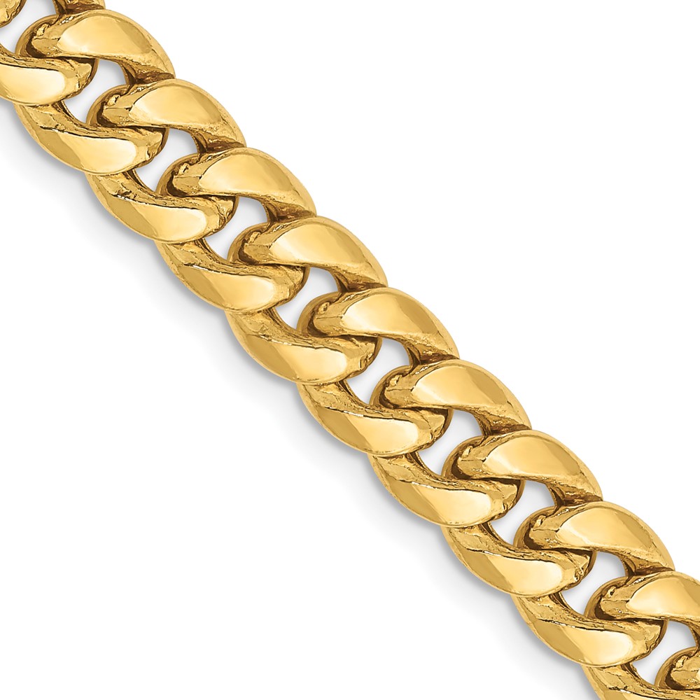 Quality Gold 10BC155-24 10K Yellow Gold 6.75 mm Semi-Solid Miami 24 in. Cuban Chain