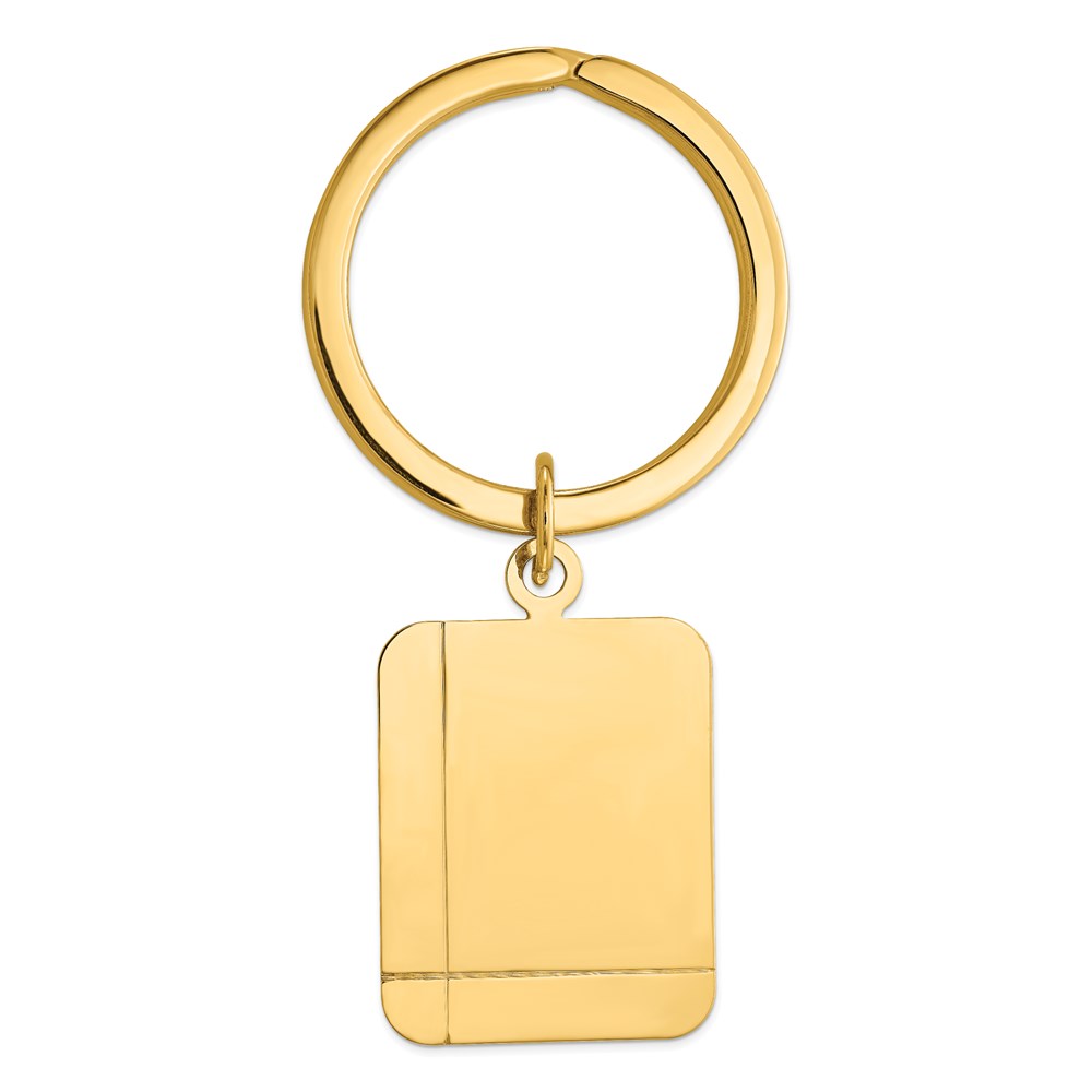Quality Gold MC324 14K Yellow Gold Grooved Rectangle Disc Key Ring