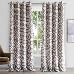 HomeRoots 473329 84 in. Taupe Trellis Black Out Window Curtain Panel
