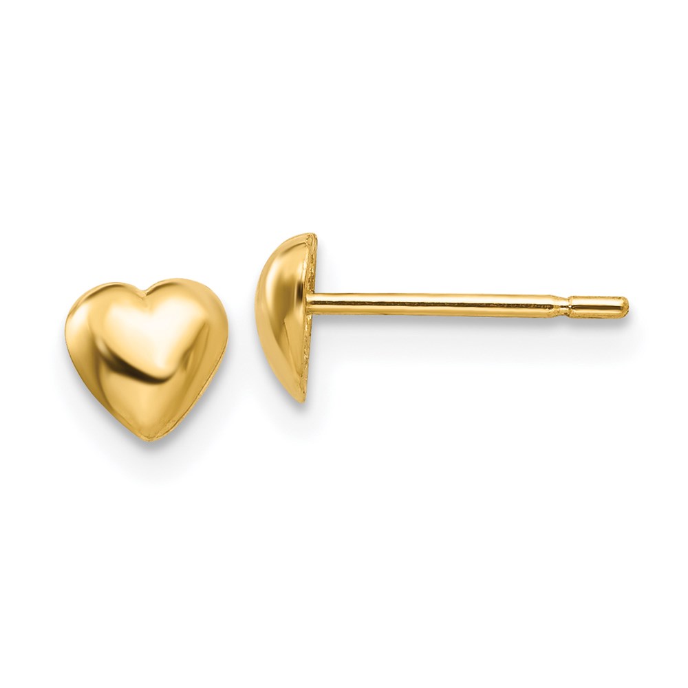 Quality Gold TE597 14K Yellow Gold Polished Heart Post Stud Earrings