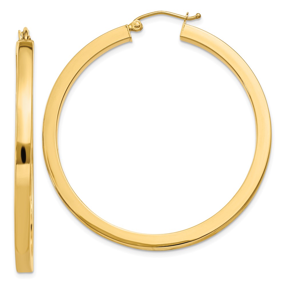 Quality Gold TE541 14K Yellow Gold 3 mm Polished Square Hoop Earrings