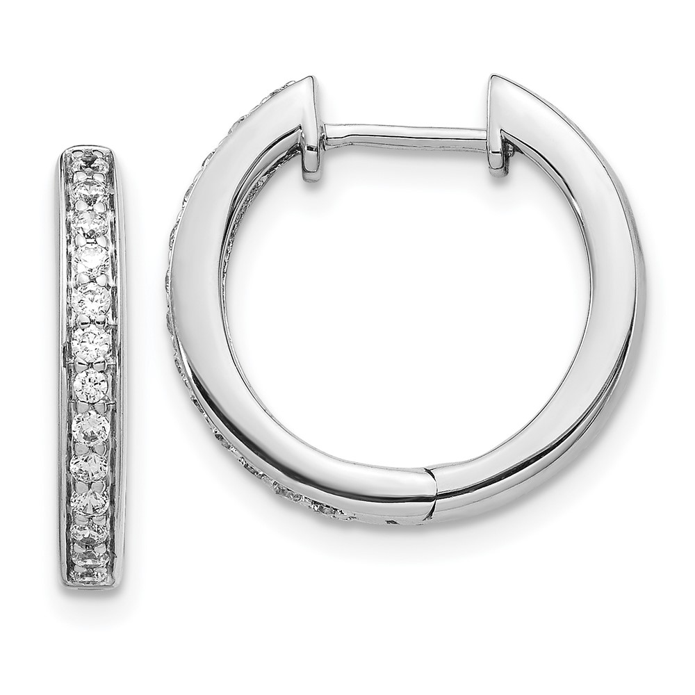 Quality Gold EM5362-033-WA 14K White Gold Diamond Complete Hinged Hoop Earrings