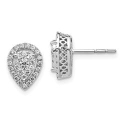 Quality Gold EM5465-050-WA 14K White Gold Teardrop Cluster Diamond Post Earrings