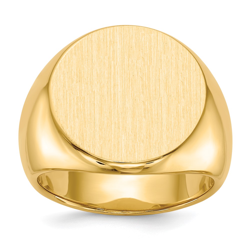 Quality Gold RS282 14K Yellow Gold 18 x 18 mm Closed Back Mens Signet Ring - Size 10