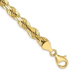 Quality Gold 10K045-9 10K Yellow Gold 9 in. 6.5 mm Diamond-Cut Rope Chain