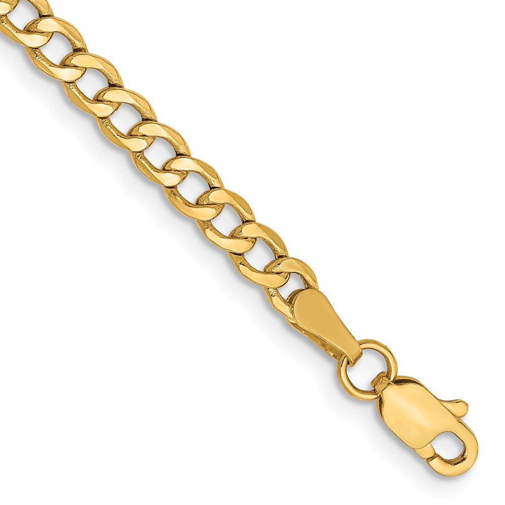 Quality Gold BC106-9 14K Yellow Gold 9 in. 3.35 mm Semi-Solid Curb Chain Anklet