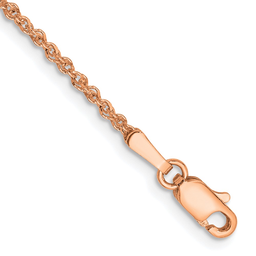 Quality Gold RSC28-10 14K Rose Gold 10 in. 1.7 mm Ropa Chain Anklet