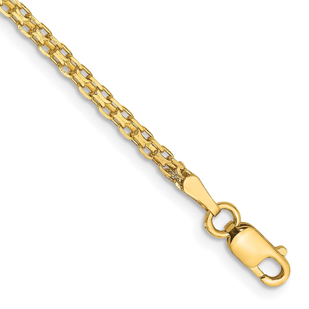 Quality Gold HLF13-10 14K Yellow Gold 10 in. 1.8 mm Lightweight Flat Bismark Chain Anklet