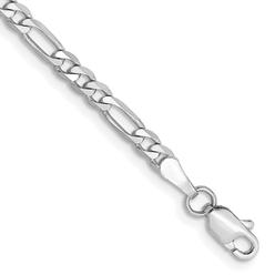 Quality Gold WFIG080-10 14K White Gold 10 in. 3 mm Flat Figaro Chain Anklet