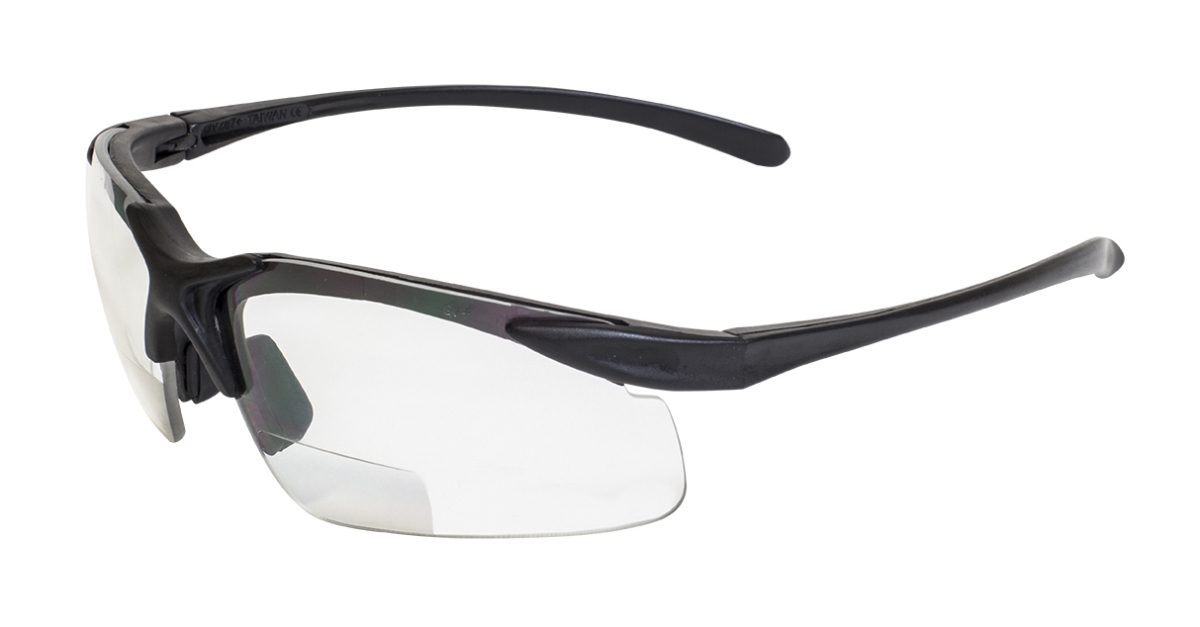 Global Vision Eyewear Corporation Global Vision Eyewear APEX2.5CL Apex Plus 2.50 Matte Black Frame & Clear Bifocal Lenses Safety Glass