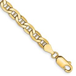 Quality Gold BC101-7 14K Yellow Gold 4.75 mm Semi-Solid Anchor Chain 7 in. Bracelet