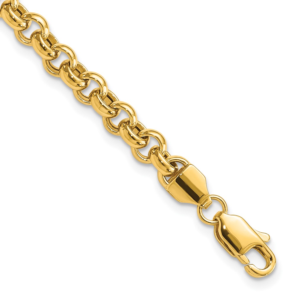 Quality Gold SF417-7.5 14K Yellow Gold 7.5 in. 5 mm Polished Fancy Rolo Link Bracelet