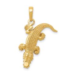 Quality Gold K3313 14K Yellow Gold Moveable Alligator Pendant