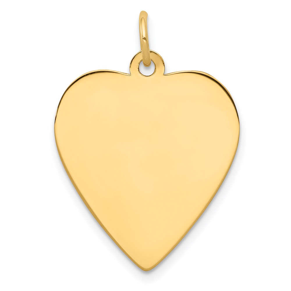 Quality Gold XM197-13 14K Yellow Gold Plain 0.013 Gauge Engravable Heart Disc Charm