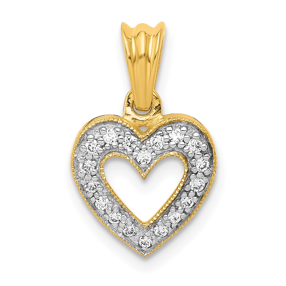 Quality Gold PM4861-010-YA 14K Diamond Heart Pendant