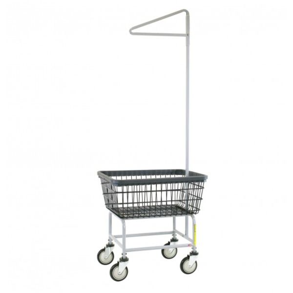 R&B Wire Products R&B Wire 100D91-D7 Narrow Laundry Cart with Single Pole Rack & Dura-Seven