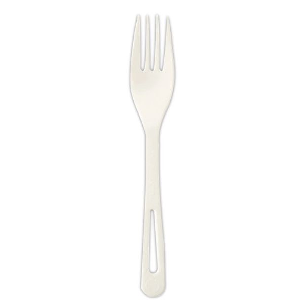 World Centric WORFOPS6 6.3 in. TPLA Compostable Cutlery Fork, White - 1000 Count