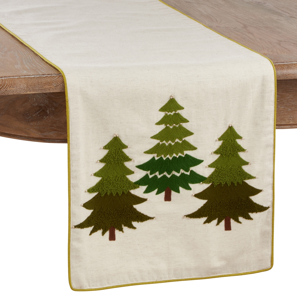 SARO LIFESTYLE 1959.G1672B 16 x 72 in. Embroidered Christmas Tree Table Runner&#44; Green