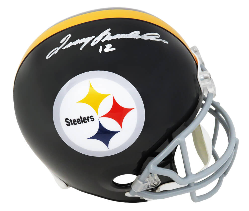Schwartz Sports Memorabilia BRAREP311 Terry Bradshaw Signed Pittsburgh Steelers Throwback Riddell Full Size Replica Helmet - Beckett