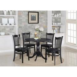 East West Furniture DLGR3-BLK-W 3 Piece Small Kitchen Table and Chairs Set-Round Kitchen Table and 2 Dinette Chairs