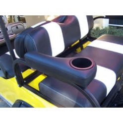 Red Hawk Stenten Golf Cart Accessories AR0CBL Arm Rest Rear - Cushion with Cup Holder - Black Pair