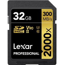 Lexar Media, Inc Lexar LSD2000032G-BNNNU 32GB Professional 2000x UHS-II SDHC Memory Card without R300 & W260Mbs Reader