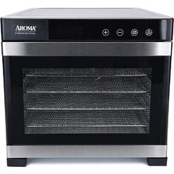Aroma AFD-965SD 6 Tray Black Electric Food Dehydrator with Glass Door