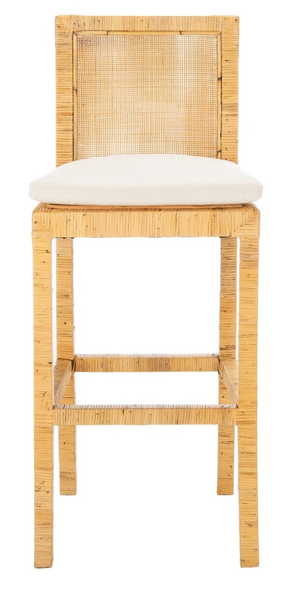 Safavieh BST6503A Tojo Cane Bar Stool with Cushion Natural White