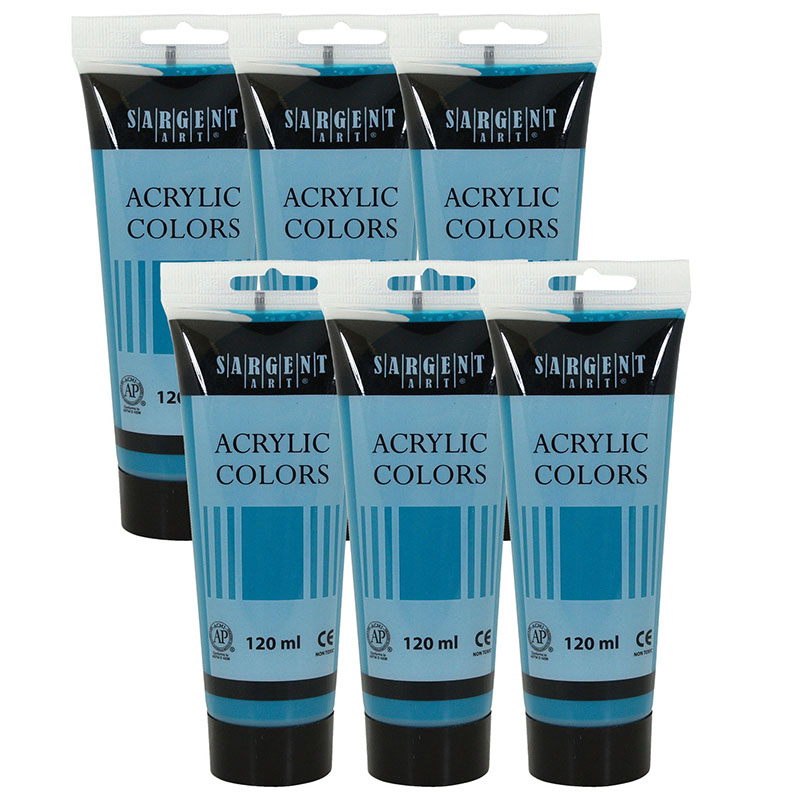 Sargent Art SAR230361-6 120 ml Acrylic Paint Tube&#44; Pthalo Turquoise - Pack of 6