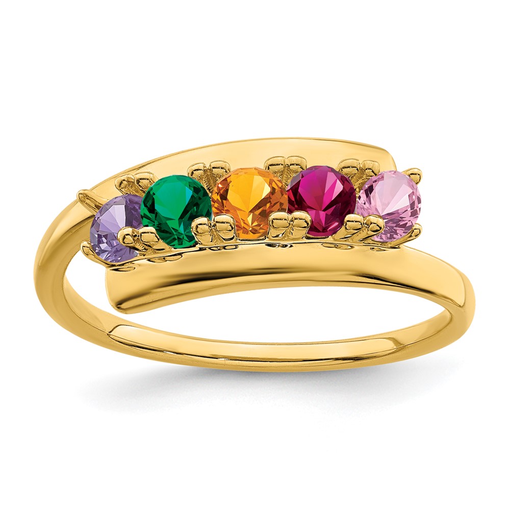 Mothers ring 5 store stones yellow gold