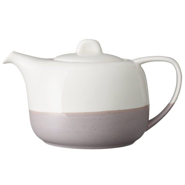 Oneida HO1108053WH 14 oz Speckle Porcelain Teapot with Lid&#44; White & Gray