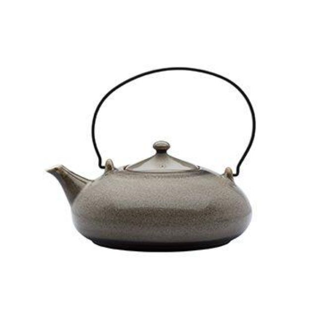 Oneida L6753059861 14 oz Rustic Chestnut Porcelain Teapot with Metal Handle  Brown