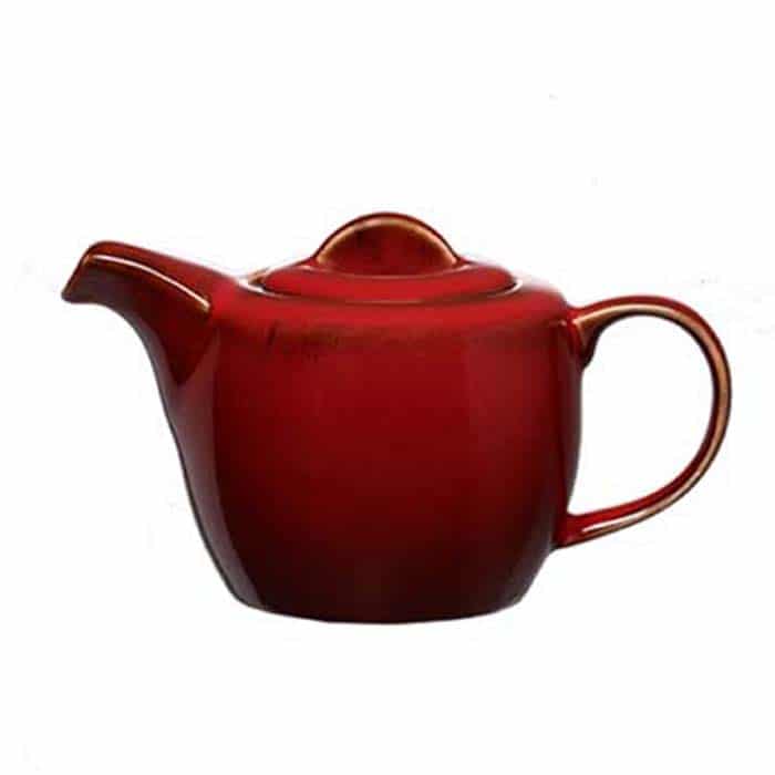 Oneida L6753074860 14 oz Rustic Crimson Porcelain Teapot  Red