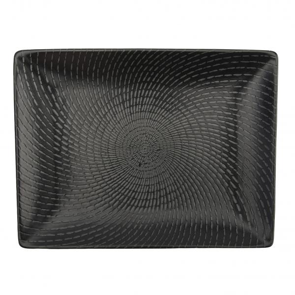 Oneida L6250000865 12 in. Urban Black Porcelain Sushi Plate &amp; Rectangular Platter  White