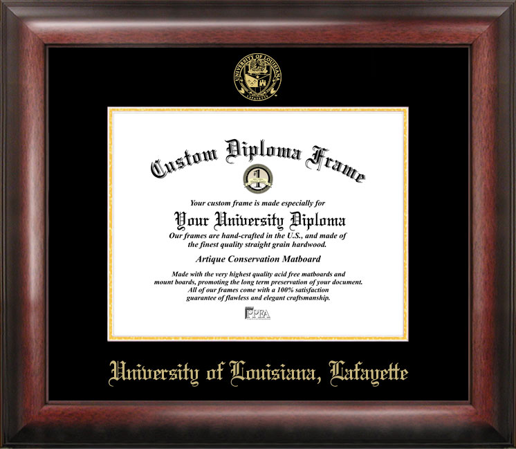 Campus Images University of Louisiana-Lafayette Gold Embossed Diploma Frame