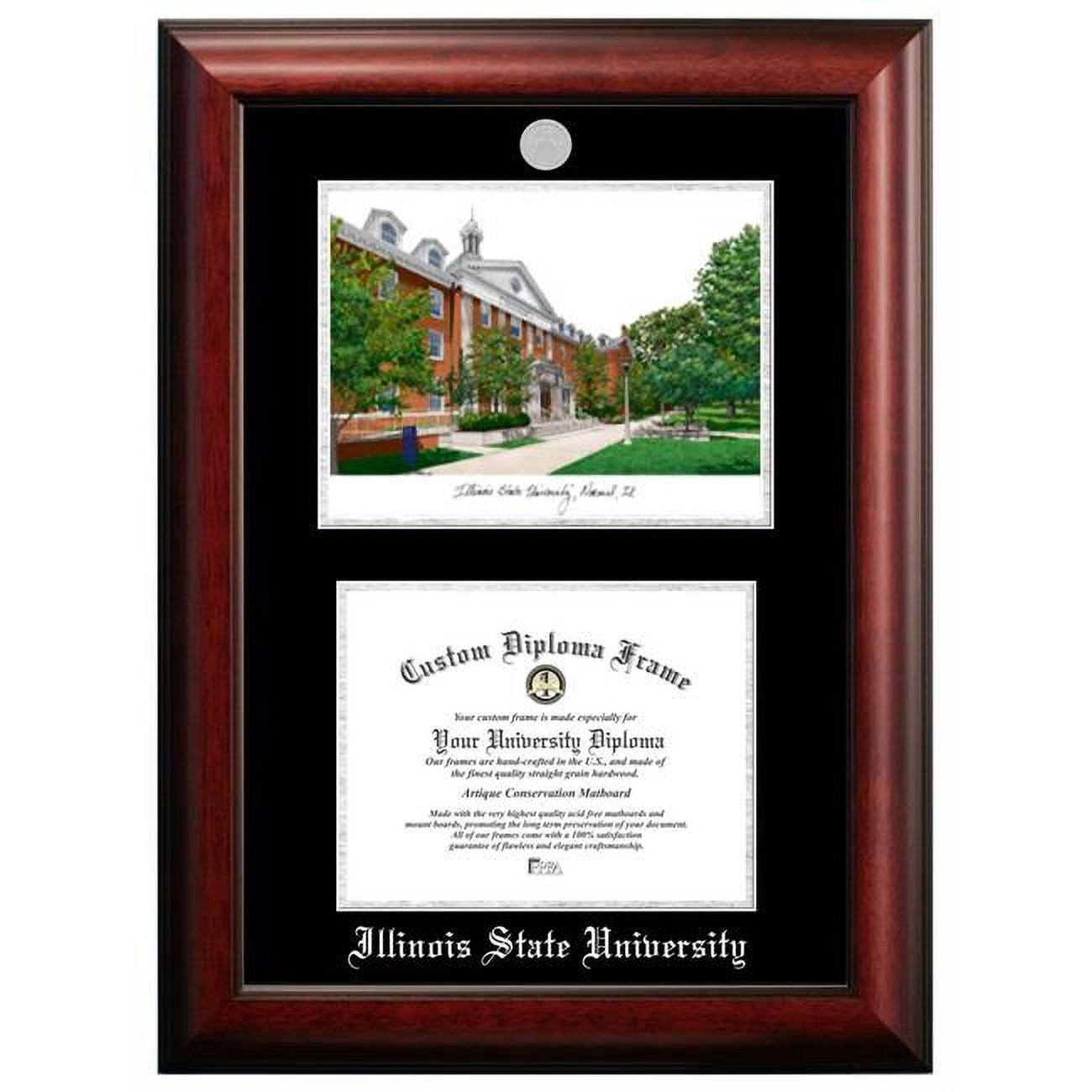 Campus Images IL966LSED-108 10 x 8 in. Illinois State University Silver Embossed Diploma Frame with Lithograph