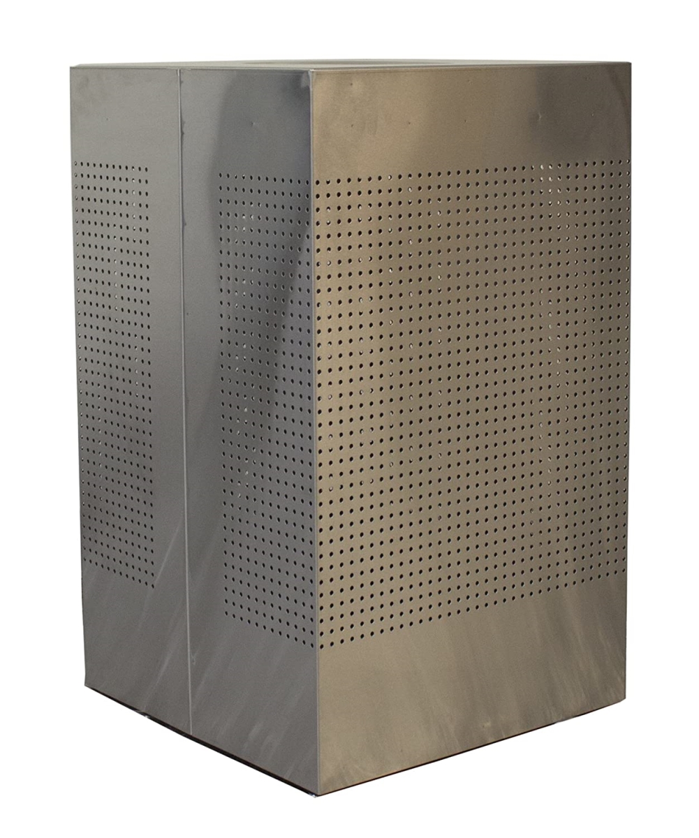PinPoint Square Waste Receptacle with Perforated Holes & Bag Retainer Bands&#44; Brushed Stainless Steel
