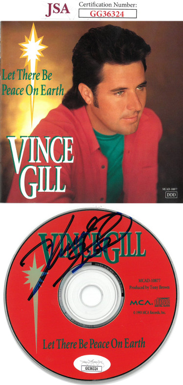 Athlon Sports CTBL-025905 Vince Gill Signed Let There be Peace on Earth Album CD with Cover