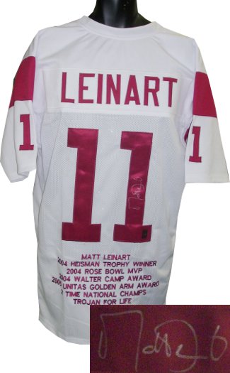 RDB Holdings & Consulting CTBL-014380N Matt Leinart Signed White Custom Stitched Football Jersey with Embroidered Stats - Leinart Hologram
