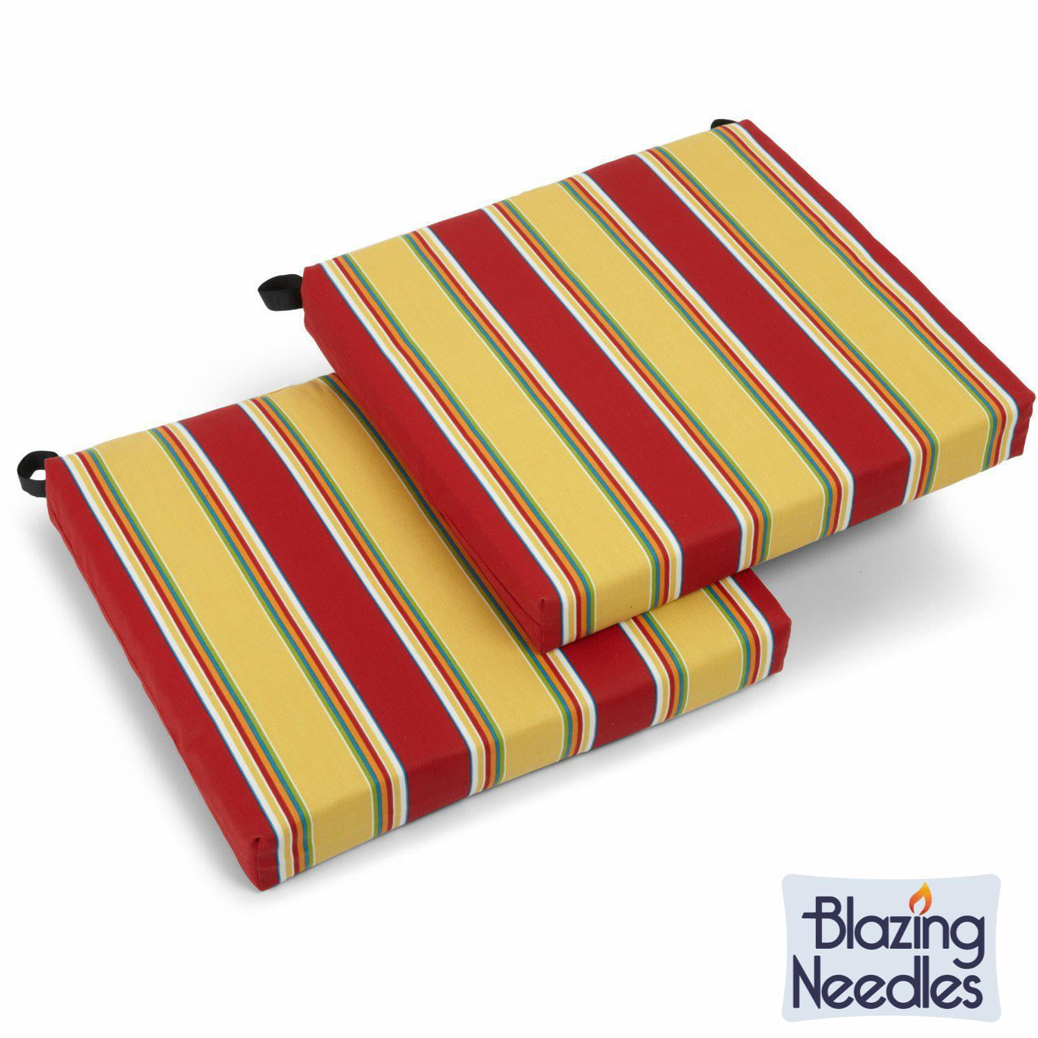 Blazing Needles 93454-2CH-REO-27 20 x 19 in. Patterned Outdoor Spun Polyester Chair Cushions&#44; Haliwell Multi - Set of 2