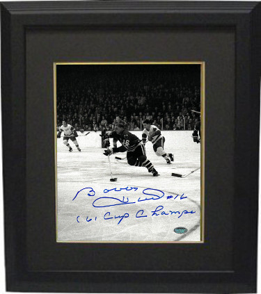RDB Holdings & Consulting CTBL-BB21308 8 x 10 in. Bobby Hull Signed Chicago Blackhawks Vintage B&W Photo Custom Framed 61 Cup Champs&#44; Black